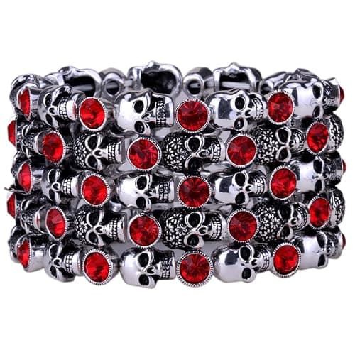 Angel Jewelry Women's Crystal Skull Stretch Cuff Bracelet - Image 1