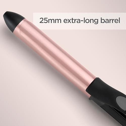 BaByliss Rose-Quartz 25mm Curling Tong - Hair Curler for Natural Waves and Curls, Ceramic, 6 Heat Settings 160°C to 210°C, Pink & Black, C451U - Multicolored thumbnail 4