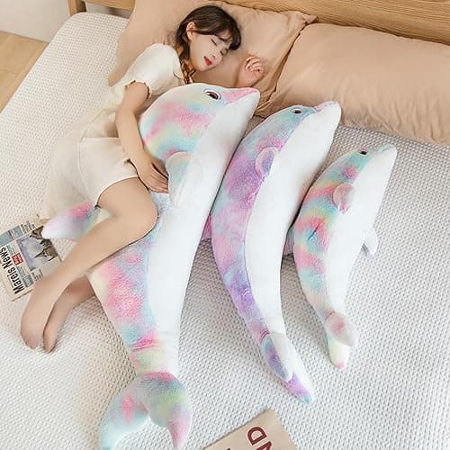 LVPU Dolphin Stuffed Animals Plush Pillows Soft Sea Animal Plush Dolls Stuffed Animal Plushies (Pinkish Yellow-39 Inches) thumbnail 7