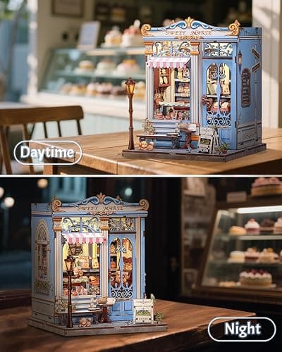 CUTEBEE Book Nook Kit - DIY Miniature House Bakery Patisserie Dollhouse Kit for Adults, Booknook Tiny House Bookshelf Decor 3D Wooden Puzzle, Gifts for Family, Friends (Sweet Marie) thumbnail 7