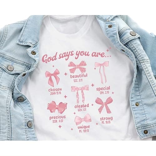 KEEVICI Cute Girls Bow God Shirt Christian Graphic Tees Jesus Shirts for Kids Bible Verse Inspirational Religious T Shirts thumbnail 6