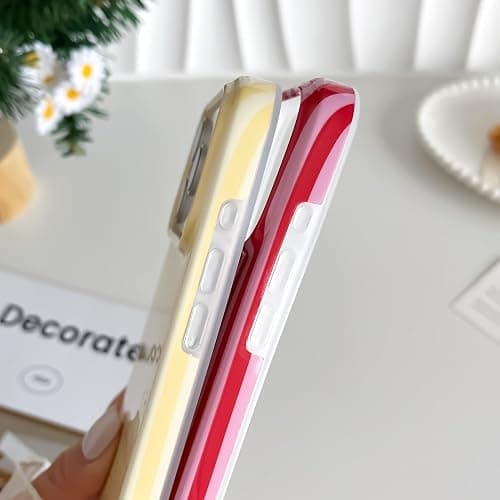 SmoBea for iPhone 17 Pro Case Cute Striped Phone Case Soft TPU Slim Shockproof Phone Cover for Women Girls Beautiful and Stylish, Red and Pink thumbnail 4