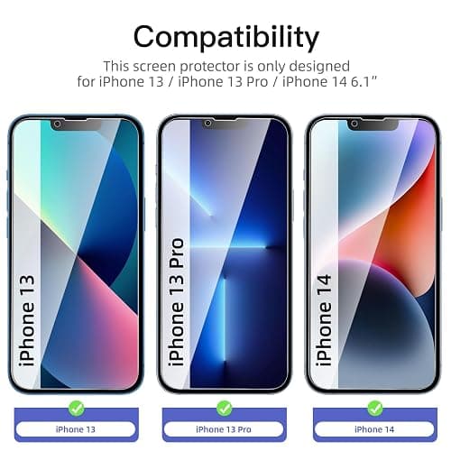 NEW'C 3 Pack Privacy for iPhone 16e, iPhone 14, 13, 13 Pro Screen Protector (6.1 inches), Anti-Spy Tempered Glass Film, Balanced 28-Degree Privacy Angle - Easy installation tool included thumbnail 2
