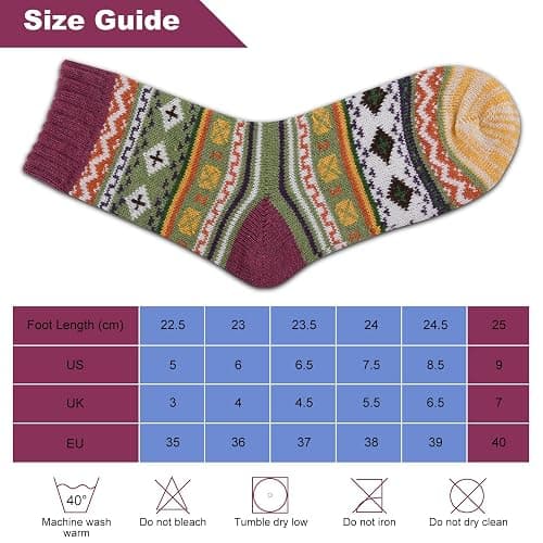 LKV 5 Pairs Wool Socks for Women - Cute Fuzzy Warm Colorful Crew Socks for Women Winter Christmas Stocking Stuffers Gifts thumbnail 6