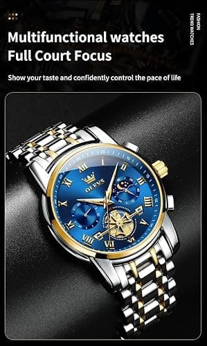 OLEVS Watches Men Waterproof Luxury Big Face Mens Watch Stainless Steel Quartz Analog Dress Watches for Men Luminous Multifunction Man Watch Relojes De Hombre thumbnail 8