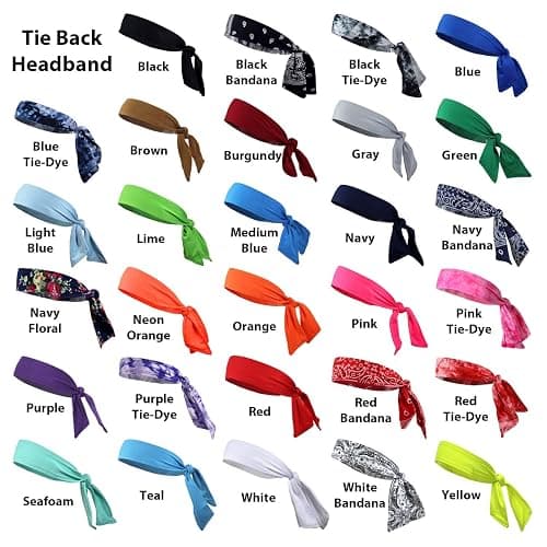 Kenz Laurenz Headbands Tie on Headband for Women Men Running Athletic Hair Head Band Elastic Sports Sweat Basketball Sweatband Stetchy Yoga Workout Sweatbands Adjustable Non-Slip Moisture Wicking thumbnail 4