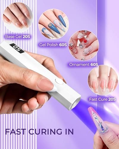 mlogiroa Mini UV Light for Nails with 2 Timer Settings | LCD Display, 20s/60s Timers, Handheld, Portable, 3W, 180mAh, 395-405nm UV Light, Suitable for Travel, Home, DIY, Salon thumbnail 6