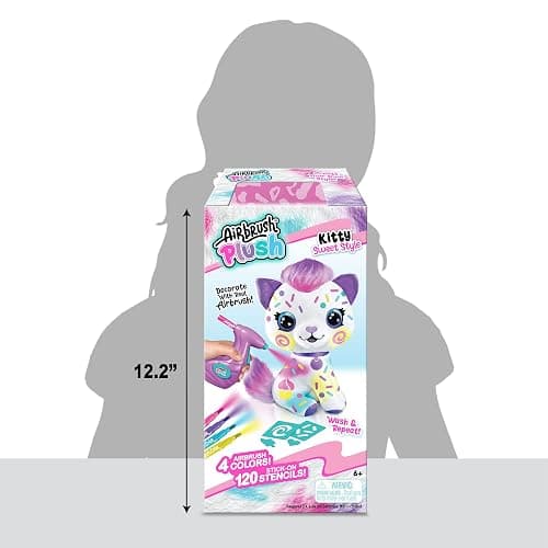 Canal Toys Personalize Airbrush Plush Large Kitty! Decorate, wash, Repeat! Customize Your own Spray Art Plush with Markers, Battery Powered Airbrush and 100+ Stencils. Ages 6+ thumbnail 2