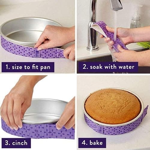 Mity rain 4-Piece Cake Pan Dampen Strips, Super Absorbent Thick Cotton Strips for Baking, Cake Leveler and Baking Supplies thumbnail 3