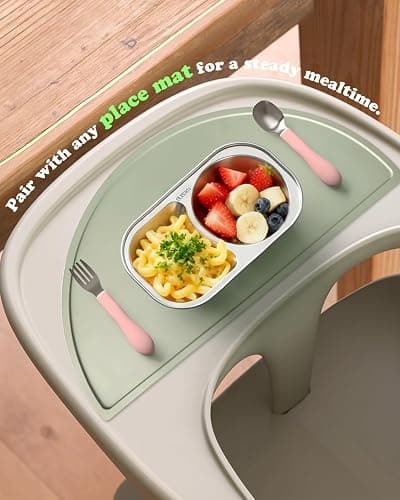 Bakpoco Stainless Steel Toddler Plates Set of 6, 2-compartment Kids Plates for Snack Portion Control, Small Divided Plate for Baby Feeding & Adults Camping, Non-toxic Dishwasher Safe Metal Dish thumbnail 7