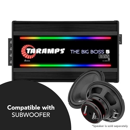 Taramps The Big Boss 5 Bass Black Monoblock RGB Effects 0.5~2 Ohms 5000 Watts Rms Multi-Impedance Digital Amplifier Car Audio System, LED Monitor Indicator, Class D, Crossover, 5k amp, Great for Subs thumbnail 7