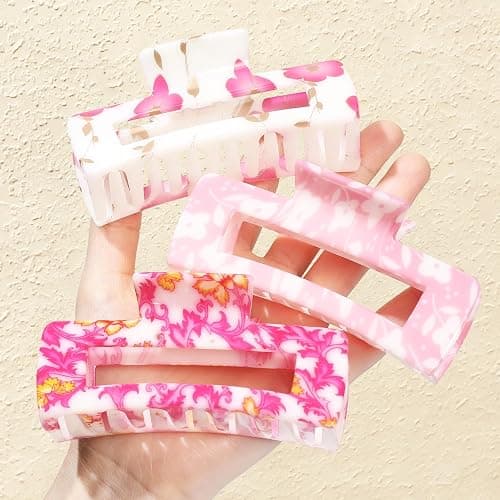 laxizar 4 Pcs Hair Clips 4.1 Inch Claw Cips Floral Hair Accessories thumbnail 7