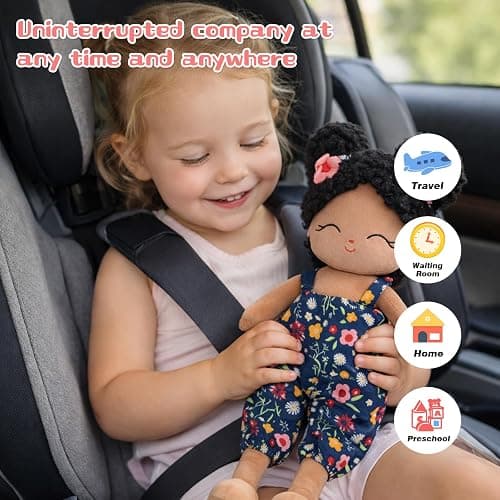 Jumbrace Soft Black Baby Doll Toys 16'' African American Baby Rag Doll for Girls, One Year Old Girl Birthday Gifts,Plush Toys for Toddlers Kids Infants (Black) thumbnail 5