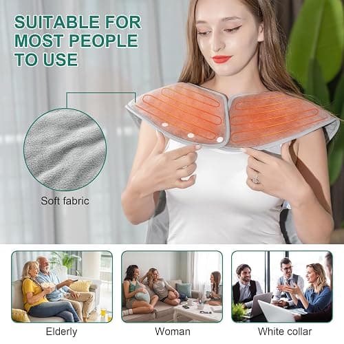Heating Pad for Back Pain Relief, 22"x 37" Large Heating Pad for Neck and Shoulders, Heat Pad with 6 Heat Settings & 4 Time Settings Auto-Off, Gifts for Women Men Mom Dad (Gray) thumbnail 3