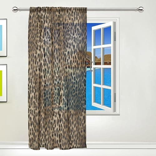 HMZXZ Voile Tulle Window Sheer Curtain Animal Leopard Skin Panel Drapes Kitchen Living Room Decor Bedroom Door Office 55x84 inches, 1 Panel thumbnail 2