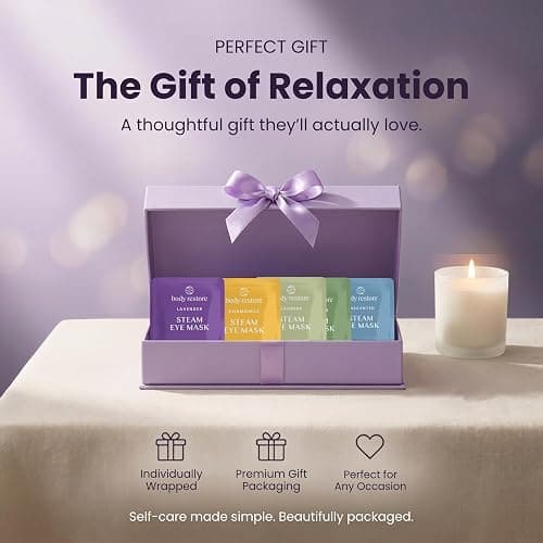 Body Restore Heated Eye Mask Warm Compress for Dry Eyes - Variety 5 Pack | Stocking Stuffers & Birthday Gifts, Self Heating Steam Mask for Fast Relief, Relaxation, Sleep, Spa, Travel, Self Care thumbnail 7