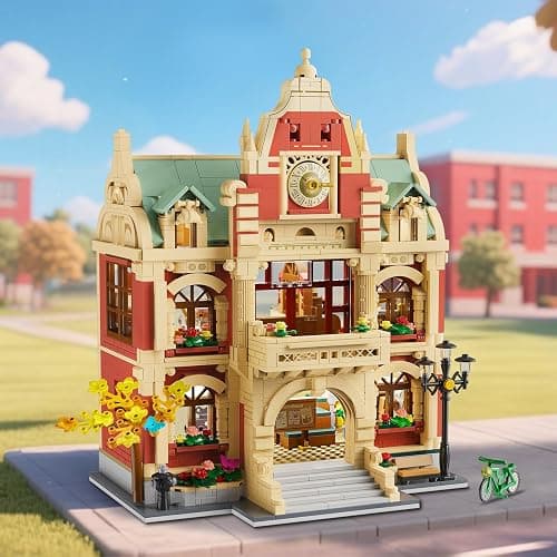 INSOON University Club House Building Set with Light,1629PCS City Campus Architecture Model with Painting Drama Baking Music Club, Home Decor Construction Building Block Gift for Adults Boys Girls 12+ thumbnail 8