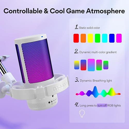 MAONO USB Gaming Microphone with Noise Cancellation, Computer PC Mic with Boom Arm, RGB Light, Mute, Gain, Monitoring Streaming Mic for Podcast, YouTube, Twitch, Discord, PS5/4, GamerWave DGM20S thumbnail 3