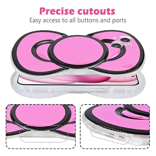 Aleviker Cute Cases for iPhone 13, 3D Bow Shaped Phone Cover Soft Silicone Protective Phone Case for Girls Women Pink thumbnail 4