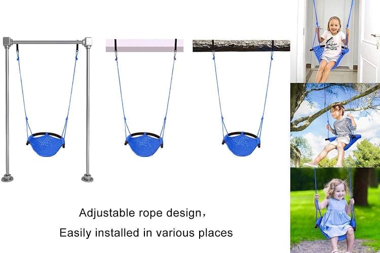JKsmart 2 Pack Kids Swing Seat, Heavy Duty Rope Play Secure Children Swing Set, Toddler Swing Chair for Outdoor/Indoor/Playground/Home/Tree, with Snap Hooks and Swing Straps,440 lbs Capacity,Blue thumbnail 4