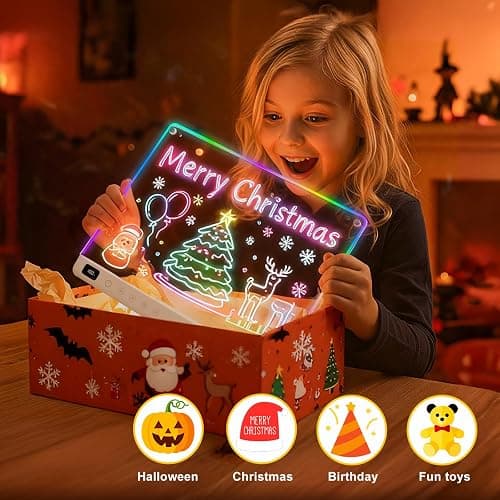 Lumiboard Led Drawing Board with 13 Light Effects, 16" Rechargeable Glow Doodle LED Note Board with Colors, Neon Light Up Drawing Tablet Gifts for Kids for Easter Birthday Christmas Gift Ideas thumbnail 8