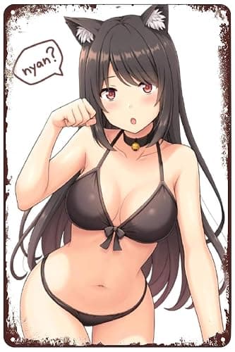 Cute Anime Girl Metal Poster Sexy Bikini Manga Tin Sign Wall Art Decor Plaque for Home Bar Club Bedroom Bathroom Man Cave Otaku 8x12 inch - Image 1