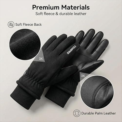 Cevapro Thermal Winter Gloves, Anti-slip Touch Screen Gloves Warm Glove for Running Cycling Driving Skiing thumbnail 4
