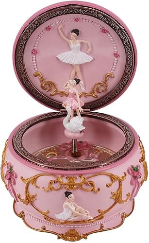 Singeek Classical Ballerina Music Box Collectible Mechanical Musical Box with Colorful Lights and Sankyo 18-Note Wind Up Signs of The Girl Heart Gift for Birthday Christmas(Swan Lake) - Image 1