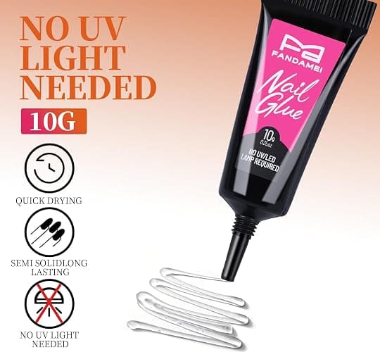FANDAMEI Nail Art Kit, Nail Design Tools kit with Nail Brushes, Dotting tool, Mixing Palette, Nail Stand. Fake Nail Kits with Almond Gel Nail Tips, Nail Glue, Adhesive Tabs, Nail File. Manicure Set thumbnail 6