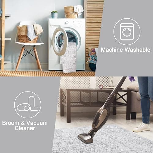 LIVEBOX 10x14 Area Rugs, Extra Large Grey Area Rug for Living Room Boho Soft Non-Slip Rug, Low Pile Non-Shedding Indoor Carpet for Dining Room Bedroom High Traffic Areas thumbnail 4