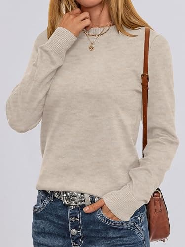 ANRABESS Sweaters for Women Long Sleeve Lightweight Crewneck Soft Basic Knit Loose Fit Pullover Top 2025 Fall Trendy Outfits thumbnail 2