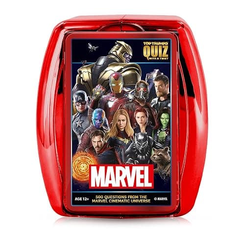 Top Trumps Marvel Cinematic Universe Quiz Game, 500 Questions to Test Your Knowledge on Guardians of The Galaxy, Avengers, S.H.I.E.L.D, Wakanda, Gift and Toy for Ages 8 Plus, Red - Image 1
