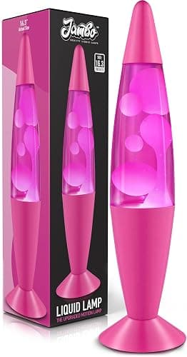 JAMBO 16" Beautiful Lamp- Pink with White/Pink Wax, Relaxing Liquid Light, Night Light Nightlight, Home Decor Living Room Office Bedroom Lamp for Adults Teens Kids, Magma Motion - Image 1