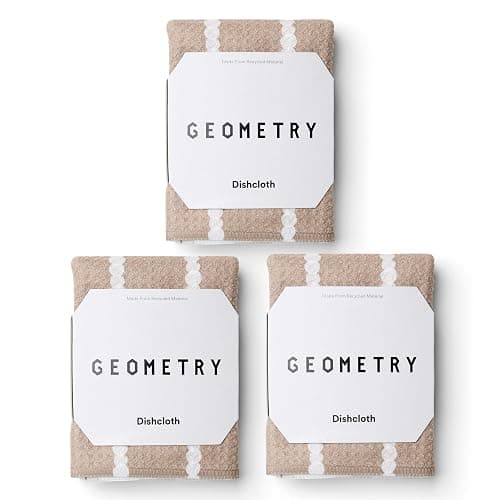 GEOMETRY Dishcloth – Evergreen Collection – Quick-Dry, Ultra-Absorbent, Reusable Microfiber Kitchen Towels for Drying & Cleaning - Pebble Play - 3 Pack - Image 1