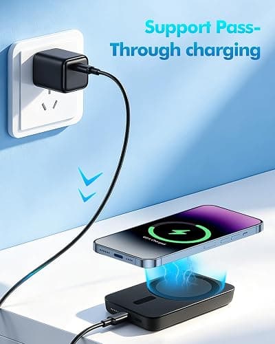 Miady Magnetic Portable Charger Power Bank for iPhone 5000mAh (Black+White) | Mini Portable Charger, Compact 5W Wireless Battery Pack for iPhone 17/16/15/14/13/12 thumbnail 9