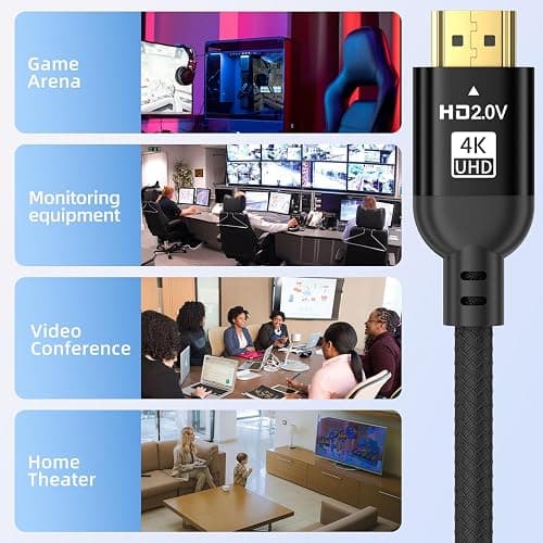 Diyanisly 4K Long Hdmi Cable 85FT Ultra High Speed HDMI 2.0 Cable, Support 4K@60Hz, 3D ARC, Ethernet Audio Video Return HDMI Cord for UHD Xbox PS4/PS5 Roku TV Monitor Laptop PC (Braided, Black) thumbnail 6