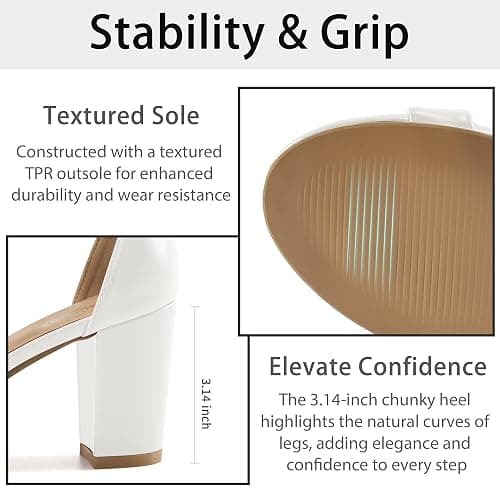 Reimferce Comfortable Block Heels for Women: 3.14" Stable Walk for Confidence on Wedding - Elegant Bow Ankle Strap & Cushioned Insole for Bride & Bridesmaids thumbnail 6