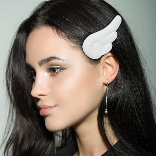 WILLBOND 3 Pairs Angel Hair Clips Christmas Cute Hair Barrettes Leather Clips Cosplay Cartoon Hairpins Adorable Plush Barrettes Accessories for Valentine Women Girls Gift thumbnail 4