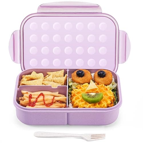 MISS BIG Lunch Box Kids, Leak Proof Lunch Containers, Mom’s Choice No BPAs and No Chemical Dyes Bento Box for Kids,Microwave and Dishwasher Safe Lunch Box (Purple M) - Image 1