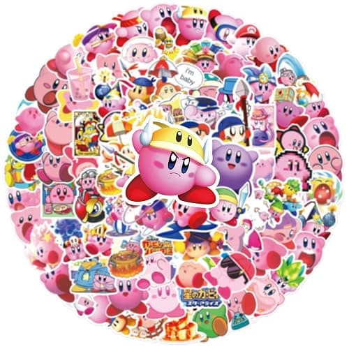 100PCS Cartoon Kirby Stickers for Kids,Vinyl Waterproof Decal for Water Bottle Laptop Toy Sticker for DIY Decorate Bumper Phone Hard Hat Kids Teens Gifts (Kirb) thumbnail 7