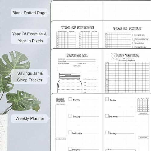 SIMSIMY Premade Dotted Journal Notebook with Bullet Templates, Pre-made Dot Grid Journaling with Undated Weekly & Monthly Planner, Various Trackers, Lasts 1 Year, A5 thumbnail 4