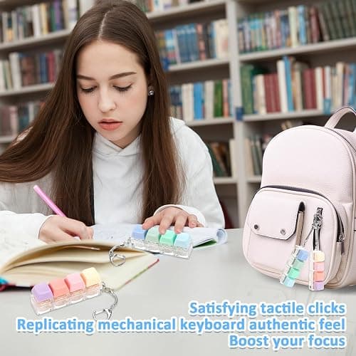 Keyboard Clicker Fidget, 2PCS Keyboard Fidget Toy Silent Clicker Fidget Keychain Clicky Keyboard for Adults Stress Relief Anxiety Sensory Clicker Fidget Toy thumbnail 4