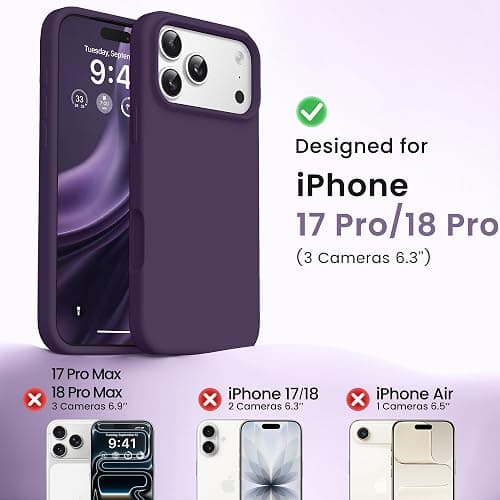 GONEZ for iPhone 18 Pro Case/iPhone 17 Pro Case, Deep Purple | Fit for MagSafe, Screen Protector, Full Camera Protection, Premium Silicone Cover Shockproof Drop Protection Slim Phone Case thumbnail 8