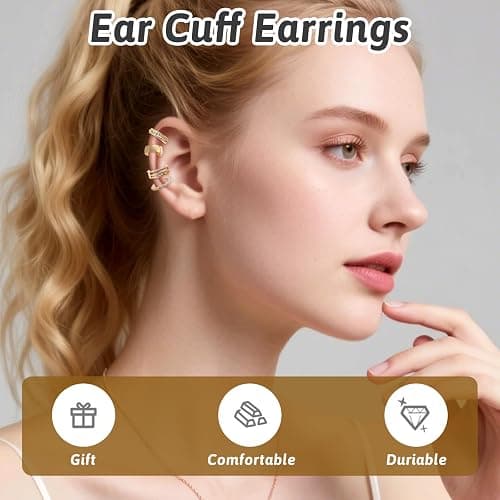 Nogeqi 12 Pcs Gold Ear Cuffs for Women Non Piercing Adjustable Fake Ear Piercings, Clip on Cartilage Earring Gold Earring Cuffs Non Pierced Cuff Earrings for Women Fake Earrings Jewelry thumbnail 7
