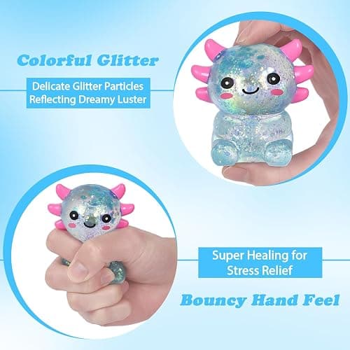 Axolotl Squishy Stress Ball, Soft TPR Slow Rising Squeeze Toy, Cute Axolotl Fidget Toy for Stress Relief, Anxiety Calming Sensory Toy for Kids Adults(Blue Seated Axolotl) thumbnail 4