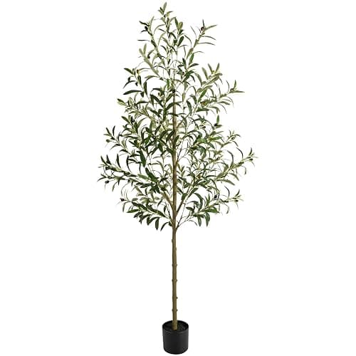 REIMUCO Fake Olive Tree - 6FT Fake Plants Indoor with Pot, Artificial Tree with Natural Olive Branches and Realistic Leaves, Silk Faux Trees for Modern Home Living Room Office Decor thumbnail 8
