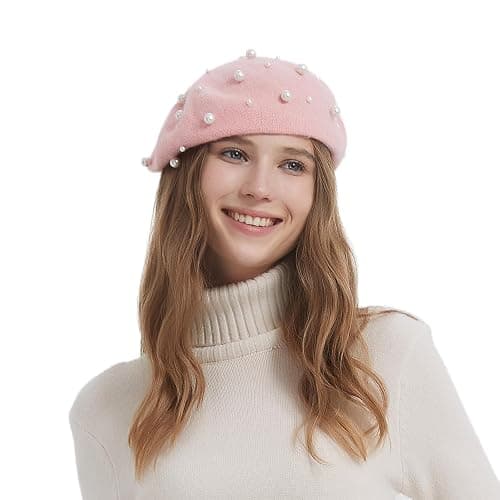 ZARSIO Women Beret Pearl Elegant Sweet Artist French Style Beret Beanie Cap thumbnail 7