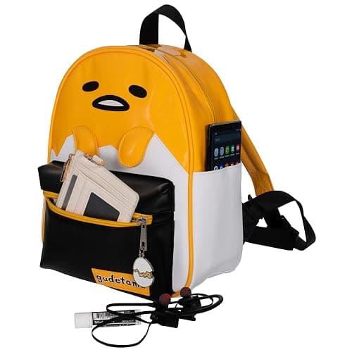AI ACCESSORY INNOVATIONS Gudetama Big Face Mini Cosplay PU Backpack Purse, Sanrio Shoulder Bag with Epoxy Filled Metal Gudetama Charm, 10.5 Inch, Faux Leather thumbnail 6
