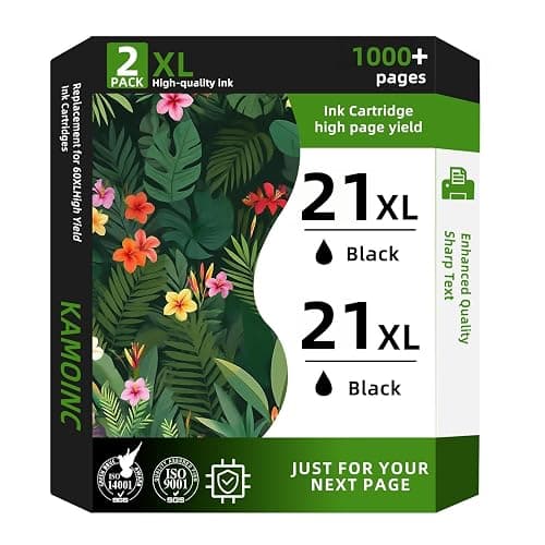 21XL Black Ink cartridges Remanufactured High Yield Ink Cartridge Rep for HP 21XL 21 Compatible with DeskJet D1520 D2345 F4140 F4180 F380 D1320 D1330 Officejet 4315 J3600 J3680 Printer(2 Black) - Image 1