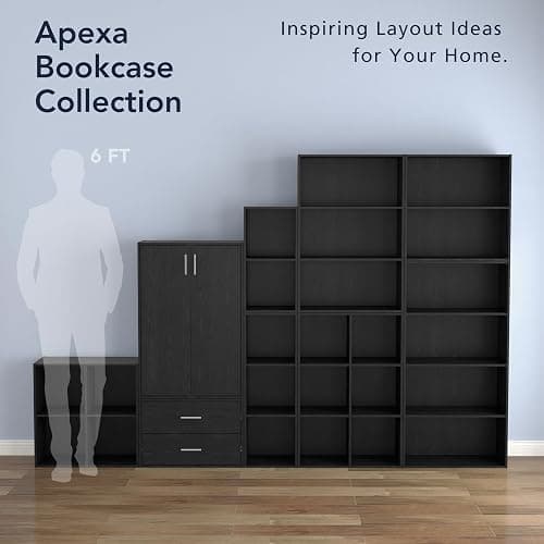 HOMES: INSIDE + OUT Apexa 2-Drawer Wooden Stackable Storage Drawers, Small Food Pantry Cabinet, Cajonera De Madera, Underbed Drawer Dorm Teen Room Decor & Bedroom, Home Office, Kitchen, Black thumbnail 6
